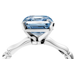 White gold Fancy Blue Asscher  Solitaire Diamond Ring with Bamboo Band and Four-Prong Setting_21