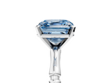 White gold Fancy Blue Asscher  Solitaire Diamond Ring with Bamboo Band and Four-Prong Setting_22