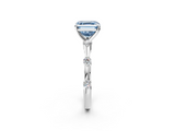 White gold Fancy Blue Asscher  Solitaire Diamond Ring with Bezel Set Side Stones and Prong Setting_2