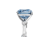 White gold Fancy Blue Asscher  Solitaire Diamond Ring with Bezel Set Side Stones and Prong Setting_5