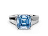 White gold Fancy Blue Asscher  Solitaire Diamond Ring with Cathedral Band and Four-Prong Setting_65
