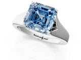 White gold Fancy Blue Asscher  Solitaire Diamond Ring with Cathedral Band and Four-Prong Setting_67