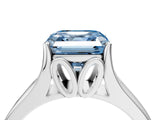 White gold Fancy Blue Asscher  Solitaire Diamond Ring with Cathedral Band and Four-Prong Setting_69