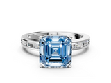 White gold Fancy Blue Asscher  Solitaire Diamond Ring with Channel-Set Baguette Band and Four-Prong Setting_17