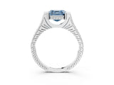 White gold Fancy Blue Asscher  Solitaire Diamond Ring with Channel Set Band and Bezel Prong Setting_64