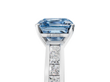 White gold Fancy Blue Asscher  Solitaire Diamond Ring with Channel-Set Band and Four-Prong Setting_25