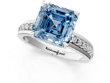 White gold Fancy Blue Asscher  Solitaire Diamond Ring with Channel Set Band and Six-Prong Setting_47