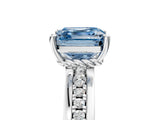 White gold Fancy Blue Asscher  Solitaire Diamond Ring with Channel Set Band and Six-Prong Setting_52