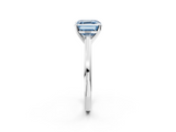 White gold Fancy Blue Asscher  Solitaire Diamond Ring with Four-Prong Setting and Classic Band_23