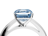 White gold Fancy Blue Asscher  Solitaire Diamond Ring with Four-Prong Setting and Classic Band_24