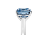 White gold Fancy Blue Asscher  Solitaire Diamond Ring with Four-Prong Setting and Classic Band_25