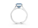 White gold Fancy Blue Asscher  Solitaire Diamond Ring with Four-Prong Setting and Tapered Band 4