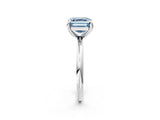 White gold Fancy Blue Asscher  Solitaire Diamond Ring with Four-Prong Setting on a Plain Band_56