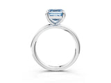 White gold Fancy Blue Asscher  Solitaire Diamond Ring with Four-Prong Setting on a Plain Band_56