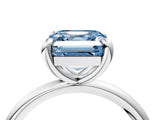 White gold Fancy Blue Asscher  Solitaire Diamond Ring with Four-Prong Setting on a Plain Band_58