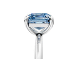 White gold Fancy Blue Asscher  Solitaire Diamond Ring with Four-Prong Setting on a Plain Band_59