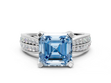 White gold Fancy Blue Asscher  Solitaire Diamond Ring with Milgrain Pavé Band and Four-Prong Setting_52