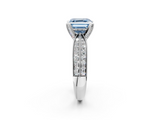 White gold Fancy Blue Asscher  Solitaire Diamond Ring with Milgrain Pavé Band and Four-Prong Setting_56