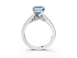 White gold Fancy Blue Asscher  Solitaire Diamond Ring with Pavé Band and Four-Prong Setting_3