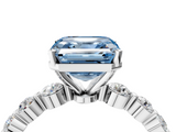 White gold Fancy Blue Asscher  Solitaire Diamond Ring with Pave Band and Four-Prong Setting_21