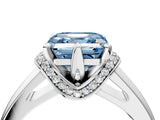 White gold Fancy Blue Asscher  Solitaire Diamond Ring with Pave Band and Six-Prong Setting_51
