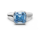 White gold Fancy Blue Asscher  Solitaire Diamond Ring with Six-Prong Cathedral Setting_32