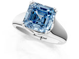 White gold Fancy Blue Asscher  Solitaire Diamond Ring with Six-Prong Cathedral Setting_33