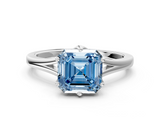 White gold Fancy Blue Asscher  Solitaire Diamond Ring with Six-Prong Setting and Tapered Band_17
