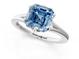 White gold Fancy Blue Asscher  Solitaire Diamond Ring with Six-Prong Setting and Tapered Band_18