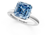 White gold Fancy Blue Asscher  Solitaire Diamond Ring with Six-Prong Setting on a Classic Band_43