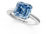 White gold Fancy Blue Asscher  Solitaire Diamond Ring with Split Shank and Four-Prong Setting_37