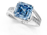 White gold Fancy Blue Asscher  Solitaire Diamond Ring with Split Shank and Prong Setting_1