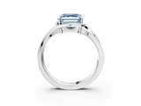 White gold Fancy Blue Asscher  Solitaire Diamond Ring with Split Shank and Prong Setting_3