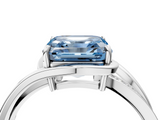 White gold Fancy Blue Asscher  Solitaire Diamond Ring with Split Shank and Prong Setting_4