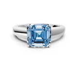 White gold Fancy Blue Asscher  Solitaire Diamond Ring with Tapered Band and Four-Prong Setting_106