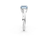 White gold Fancy Blue Asscher  Solitaire Diamond Ring with Tapered Band and Four-Prong Setting_109