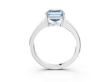 White gold Fancy Blue Asscher  Solitaire Diamond Ring with Tapered Band and Four-Prong Setting_110