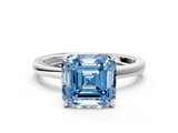 White gold Fancy Blue Asscher  Solitaire Diamond Ring with Thin Band and Four-Prong Setting_32