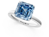 White gold Fancy Blue Asscher  Solitaire Diamond Ring with Thin Band and Four-Prong Setting_50