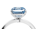 White gold Fancy Blue Asscher  Solitaire Diamond Ring with Thin Band and Four-Prong Setting_53