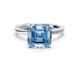 White gold Fancy Blue Asscher  Solitaire Diamond Ring with Thin Band and Four-Prong Setting_54