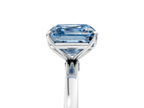 White gold Fancy Blue Asscher  Solitaire Diamond Ring with Thin Band and Four-Prong Setting_59