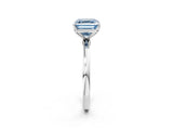 White gold Fancy Blue Asscher  Solitaire Diamond Ring with Thin Band and Four-Prong Setting_68