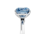 White gold Fancy Blue Asscher  Solitaire Diamond Ring with Thin Band and Four-Prong Setting_71