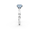 White gold Fancy Blue Asscher  Solitaire Diamond Twisted Band with Four-Prong Setting_2