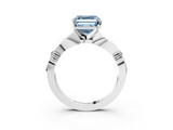White gold Fancy Blue Asscher  Solitaire Diamond Twisted Band with Four-Prong Setting_3