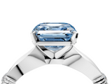 White gold Fancy Blue Asscher  Solitaire Diamond Twisted Band with Four-Prong Setting_4