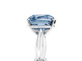 White gold Fancy Blue Asscher  Solitaire Diamond Twisted Band with Four-Prong Setting_5