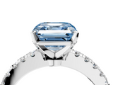 White gold Fancy Blue Asscher  Solitaire Diamond with Pavé Band and Four-Prong Setting_21