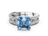 White gold Fancy Blue Asscher  Solitaire Diamond with Pave and Channel Set Band_12